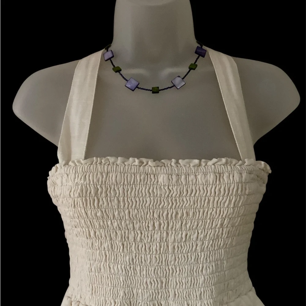 American Eagle Cotton& Linen Cream Sundress Medium EUC